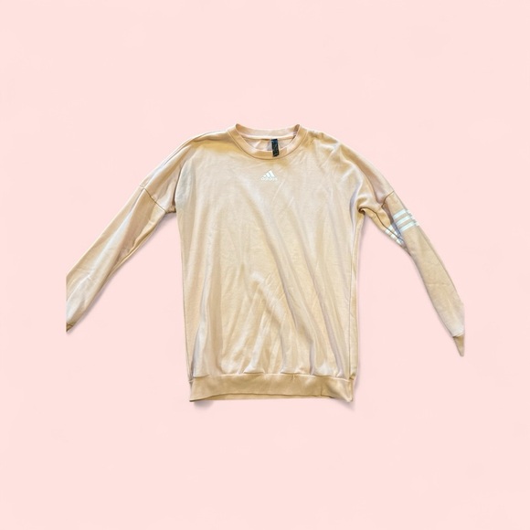 Adidas Tan Crewneck Sweater Soft Knit Casual - Picture 1 of 3